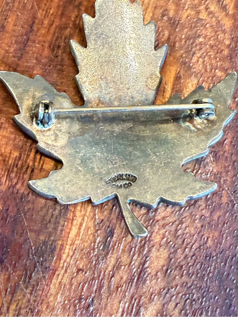 1950s Amco Sterling Silver Gullioche Enamel Maple Leaf Brooch Women’s Colorful